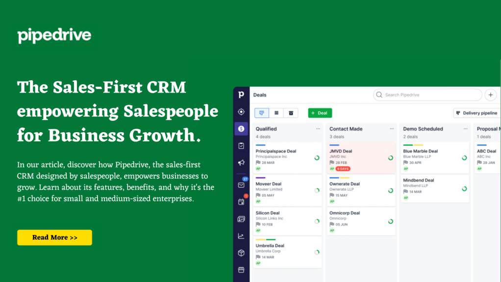 Pipedrive: The Sales-First CRM empowering Salespeople for Business Growth.